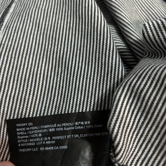 Theory Perfect Stripe Pima Cotton T-Shirt Size Small Black White Crewneck - Picture 4 of 5